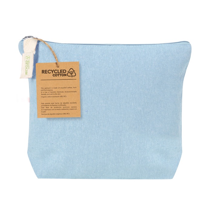 Neceseres publicitarios de algodón reciclado 140 g/m2 Tetiaroa color azul claro primera vista