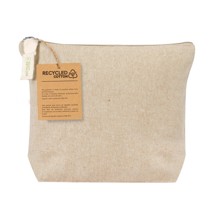 Neceseres publicitarios de algodón reciclado 140 g/m2 Tetiaroa color natural primera vista