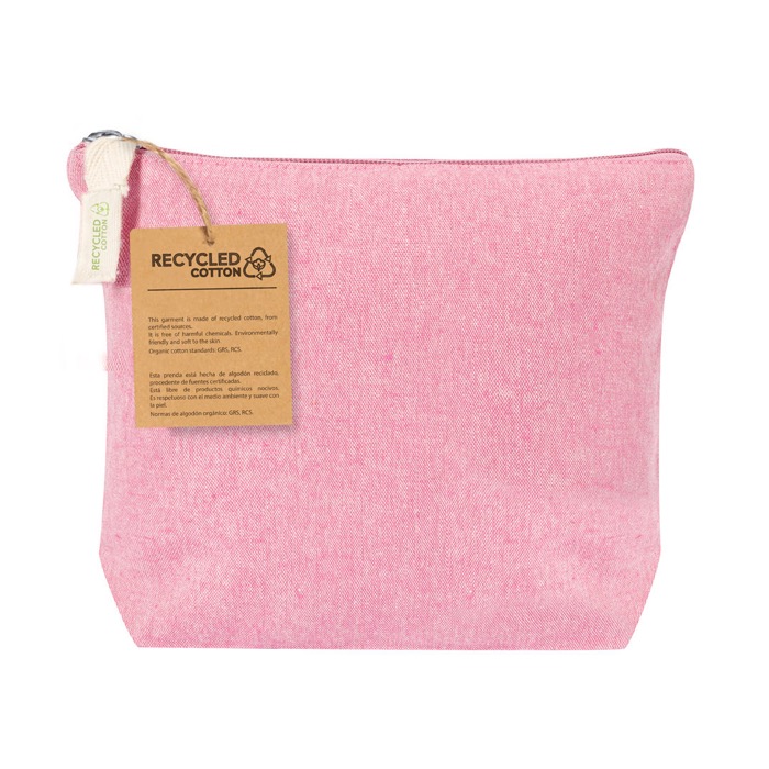 Neceseres publicitarios de algodón reciclado 140 g/m2 Tetiaroa color rosa primera vista