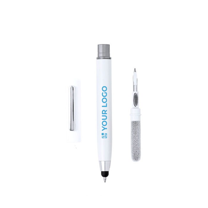 Bolígrafo con puntero y kit de limpieza de auriculares tinta azul