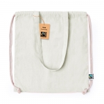 Bolsa y mochila de cuerdas 2 en 1 de algodón Fairtrade 140g/m2 color natural primera vista