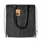 Bolsa y mochila de cuerdas 2 en 1 de algodón Fairtrade 140g/m2 color negro primera vista
