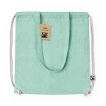 Bolsa y mochila de cuerdas 2 en 1 de algodón Fairtrade 140g/m2 color verde primera vista
