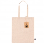 Bolsa de algodón Fairtrade y reciclado GRS con asas largas 120g/m2 color natural primera vista