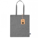 Bolsa de algodón Fairtrade y reciclado GRS con asas largas 120g/m2 color negro primera vista