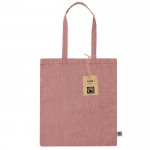 Bolsa de algodón Fairtrade y reciclado GRS con asas largas 120g/m2 color rojo primera vista