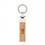 Elegante llavero personalizado de corcho con un toque de metal Cork color marrón vista de impresión