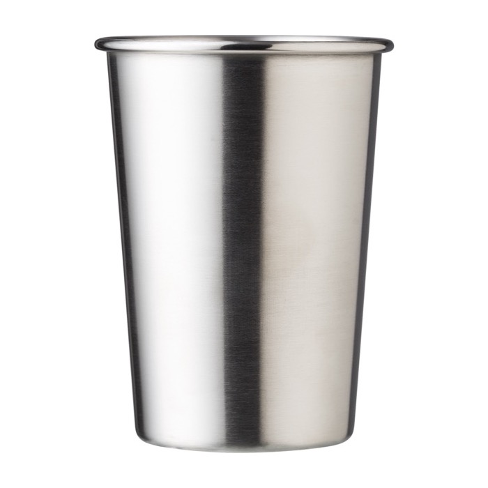 Vaso de acero inoxidable de 350ml grabado con logo Picnic color plateado primera vista Vaso de acero inoxidable de 350ml grabado con logo Picnic color plateado primera vista