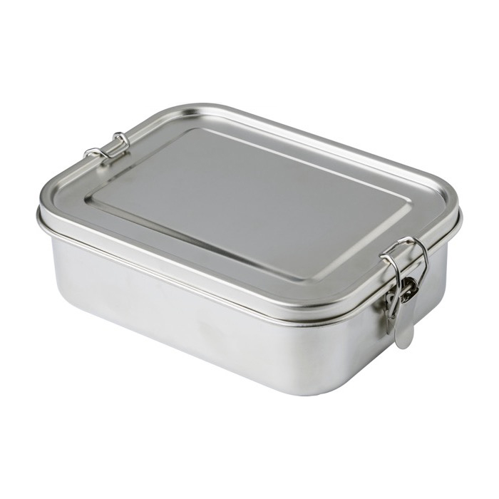 Fiambrera con logo grande de acero con separador 1,2L Inox Space color plateado segunda vista Fiambrera con logo grande de acero con separador 1,2L Inox Space color plateado segunda vista