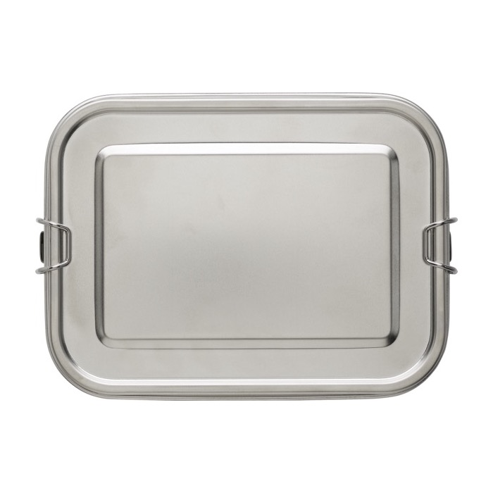 Fiambrera con logo grande de acero con separador 1,2L Inox Space color plateado tercera vista Fiambrera con logo grande de acero con separador 1,2L Inox Space color plateado tercera vista