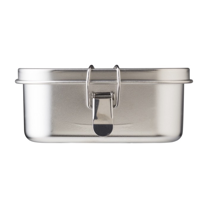 Fiambrera con logo grande de acero con separador 1,2L Inox Space color plateado cuarta vista Fiambrera con logo grande de acero con separador 1,2L Inox Space color plateado cuarta vista