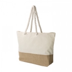 Bolsa resistente en yute y algodón con asas reforzadas Jute Summer color caqui tercera vista