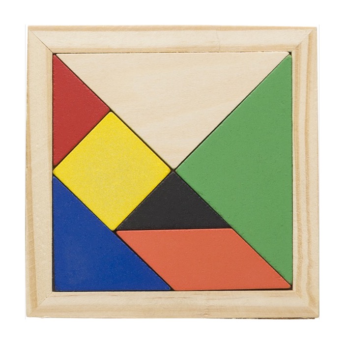 Rompecabezas tangram de madera de colores para regalar Shape color marrón primera vista Rompecabezas tangram de madera de colores para regalar Shape color marrón primera vista