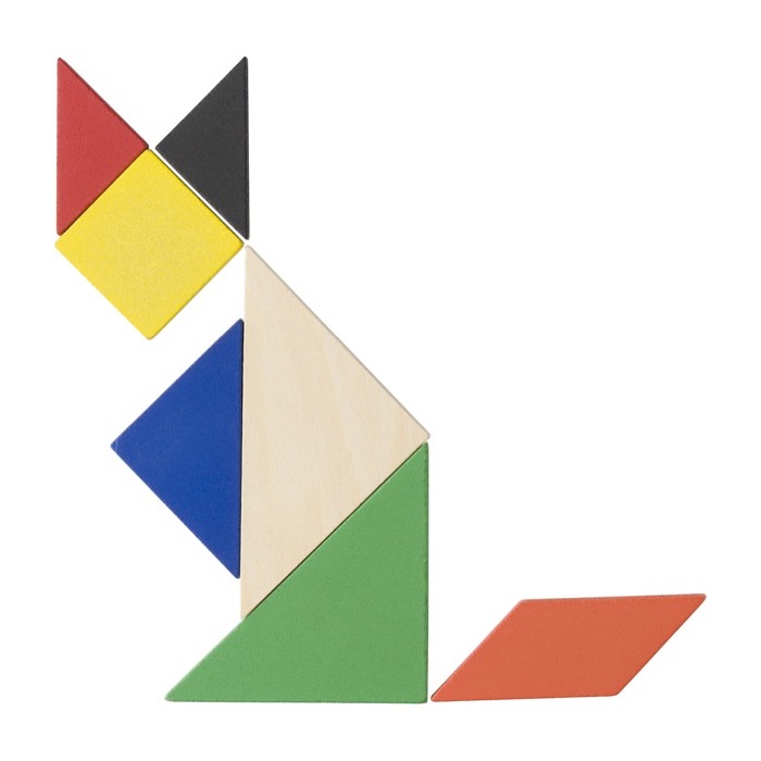 Rompecabezas tangram de madera de colores para regalar Shape color marrón séptima vista Rompecabezas tangram de madera de colores para regalar Shape color marrón séptima vista
