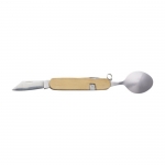 Set de cubiertos de metal plegable con 5 funciones Camping color marrón sexta vista