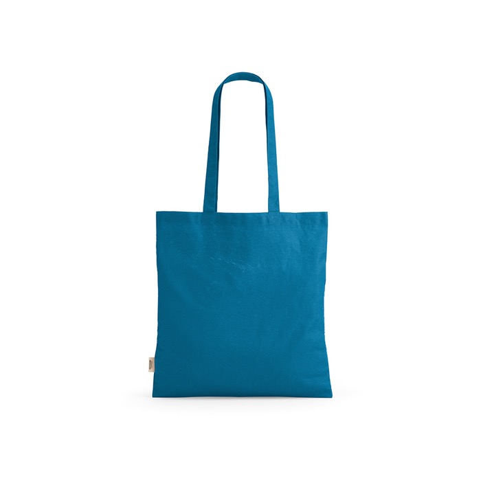 Bolsa de la compra de algodón reciclado con asas largas 140 g/m2 color azul claro Bolsa de la compra de algodón reciclado con asas largas 140 g/m2 color azul claro