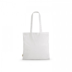 Bolsa de la compra de algodón reciclado con asas largas 140 g/m2 color blanco