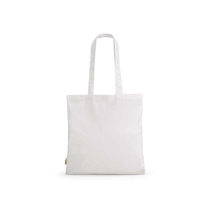 Bolsa de la compra de algodón reciclado con asas largas 140 g/m2 color blanco Bolsa de la compra de algodón reciclado con asas largas 140 g/m2 color blanco