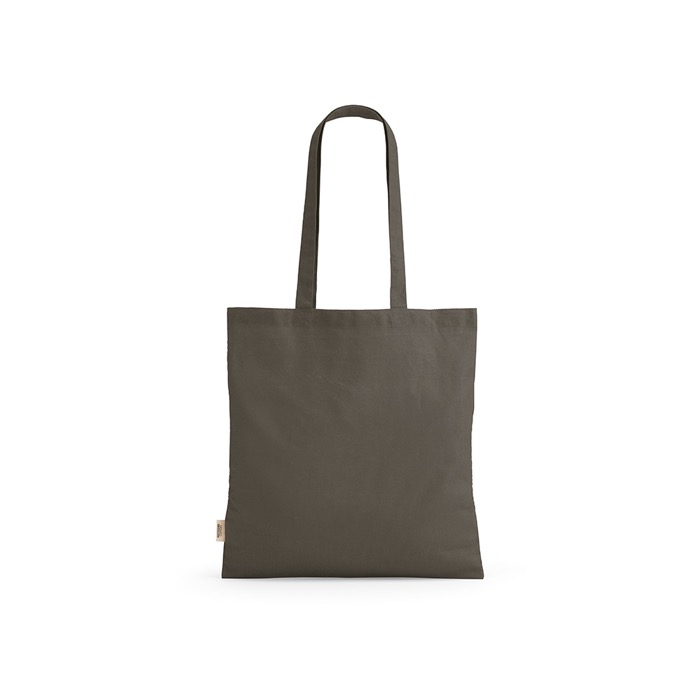 Bolsa de la compra de algodón reciclado con asas largas 140 g/m2 color gris Bolsa de la compra de algodón reciclado con asas largas 140 g/m2 color gris
