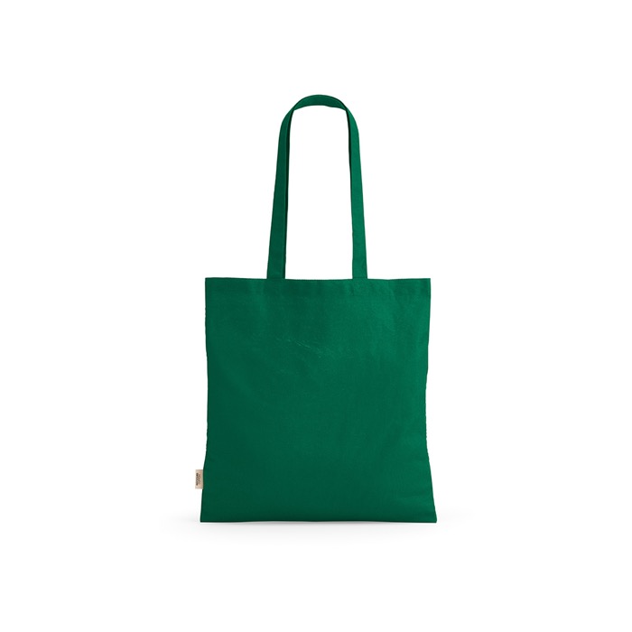 Bolsa de la compra de algodón reciclado con asas largas 140 g/m2 color verde Bolsa de la compra de algodón reciclado con asas largas 140 g/m2 color verde