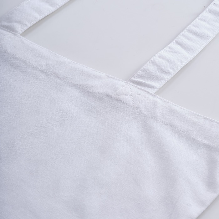 Bolsa de la compra de algodón reciclado con asas largas 140 g/m2 color blanco segunda vista Bolsa de la compra de algodón reciclado con asas largas 140 g/m2 color blanco segunda vista