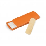 Colorido estuche personalizado de plástico con 5 tiritas incluidas color naranja