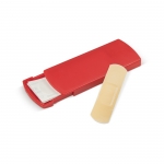 Colorido estuche personalizado de plástico con 5 tiritas incluidas color rojo