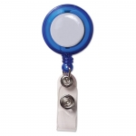 Porta credenciales extensible con logo y clip de metal Extend color azul transparente