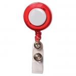 Porta credenciales extensible con logo y clip de metal Extend color rojo transparente