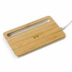 Elegante cargador inalámbrico de bambú formato bandeja Bamboo Tray color madera