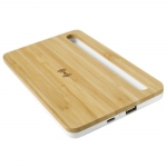 Elegante cargador inalámbrico de bambú formato bandeja Bamboo Tray color madera cuarta vista
