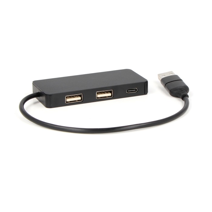 Hub USB de aluminio con 3 puertos y cable con longitud de 20cm color negro segunda vista