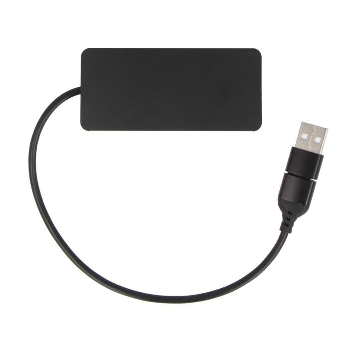 Hub USB de aluminio con 3 puertos y cable con longitud de 20cm color negro cuarta vista