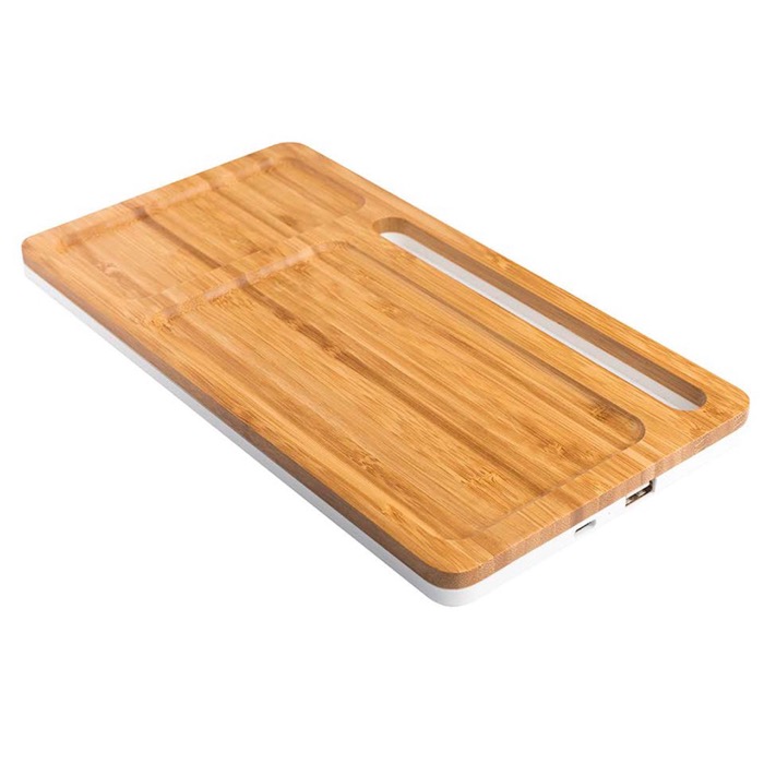 Set de sobremesa de bambú con cargador inalámbrico Bamboo Tidy color marrón claro Set de sobremesa de bambú con cargador inalámbrico Bamboo Tidy color marrón claro