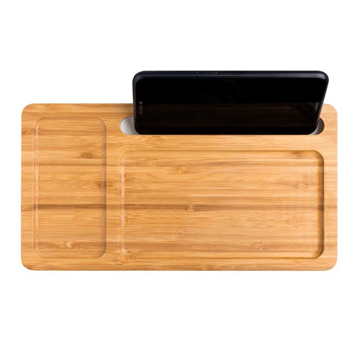 Set de sobremesa de bambú con cargador inalámbrico Bamboo Tidy color marrón claro Set de sobremesa de bambú con cargador inalámbrico Bamboo Tidy color marrón claro