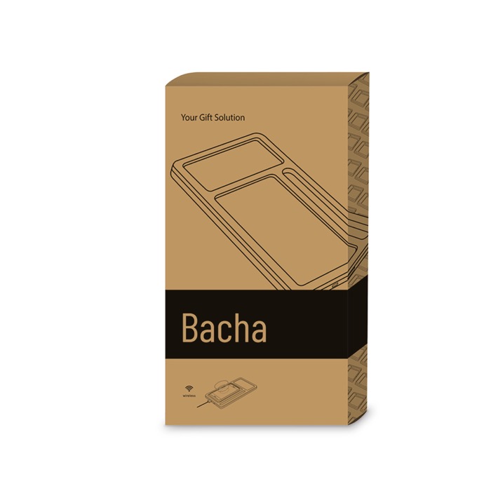 Set de sobremesa de bambú con cargador inalámbrico Bamboo Tidy Set de sobremesa de bambú con cargador inalámbrico Bamboo Tidy