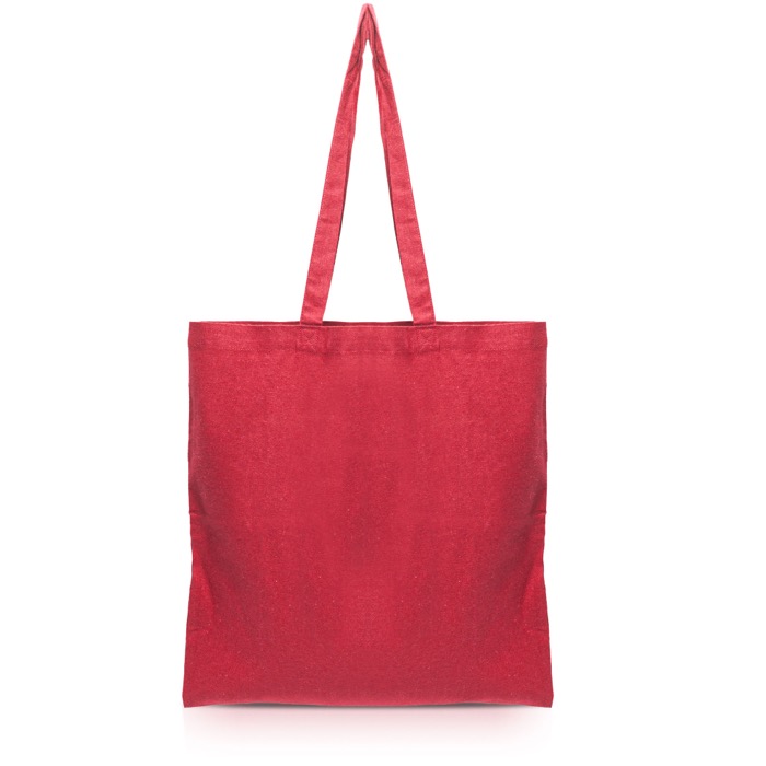 Bolsa de algodón reciclado de asas largas 140 g/m2 Upcycling color rojo