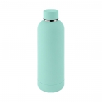 Botella doble pared de acero inoxidable con acabado suave de goma 500ml color turquesa