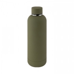 Botella doble pared de acero inoxidable con acabado suave de goma 500ml color verde oscuro