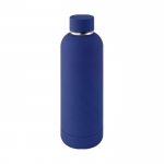 Botella doble pared de acero inoxidable con acabado suave de goma 500ml color azul real