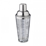 Coctelera 400ml en cristal con medidas impresas y recetas de cócteles color transparente décima vista
