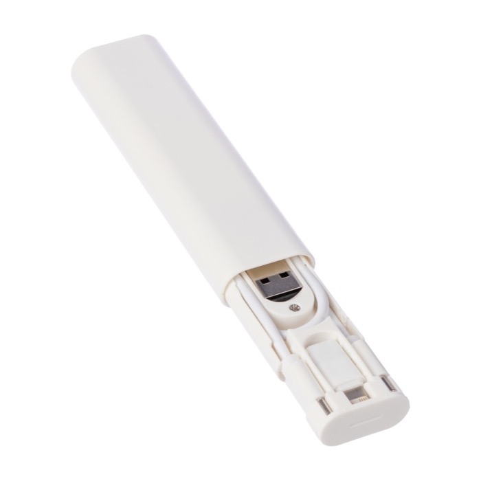 Cable de carga y transferencia de datos con varias funciones color blanco tercera vista