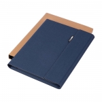 Portafolios de poliéster reciclado con portatajetas y soporte móvil color azul quinta vista