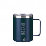 Vaso 300ml antifugas de acero inoxidable reciclado color azul vista de impresión