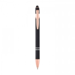 Bolígrafo de aluminio reciclado con detalles de oro rosa tinta azul color negro