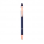 Bolígrafo de aluminio reciclado con detalles de oro rosa tinta azul color azul marino