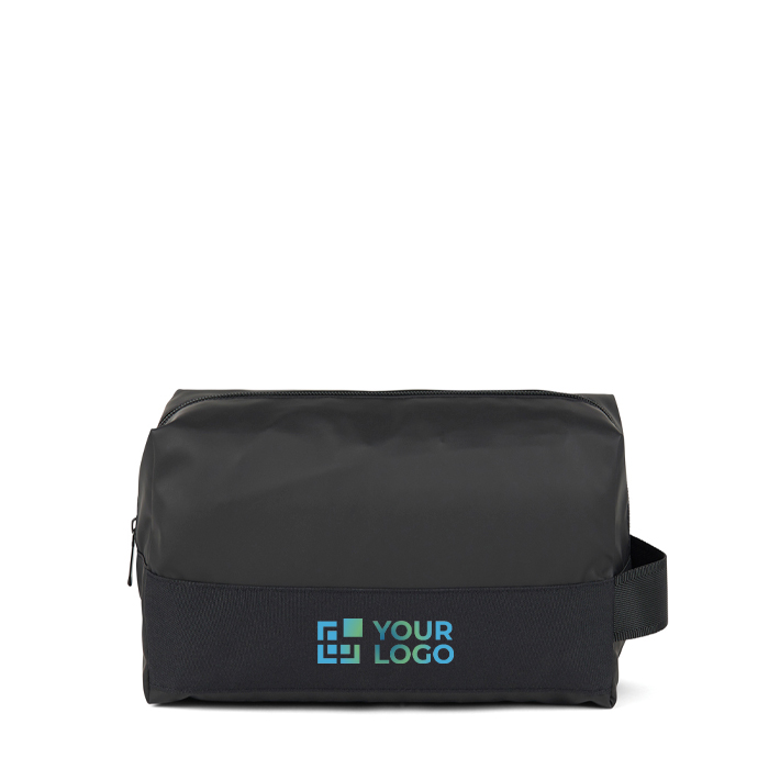 Neceser de poliéster reciclado de elegante diseño y minimalista color negro vista de impresión Neceser de poliéster reciclado de elegante diseño y minimalista color negro vista de impresión