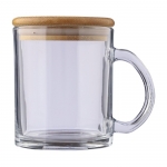 Tazas personalizadas de vidrio reciclado con tapa de bambú 300ml tercera vista