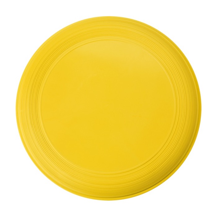 Frisbee personalizado con logo serigrafiado para eventos Santa Mónica color amarillo primera vista
