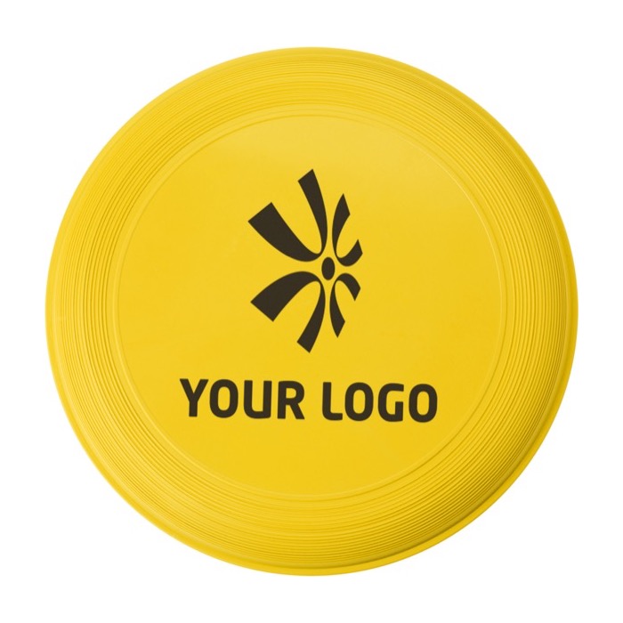 Frisbee personalizado con logo serigrafiado para eventos Santa Mónica color amarillo segunda vista